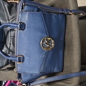 Michael Kors Navy Crossbody Bag with Gold Accents